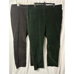 Lot of 2 J. Jill Corduroy Pants Women's 18P Green Gray Straight Leg Winter